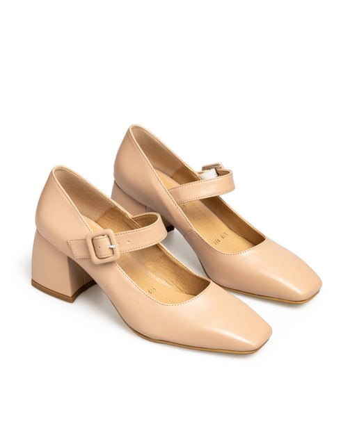 Zapatilla Nude Tacón Grueso 619L